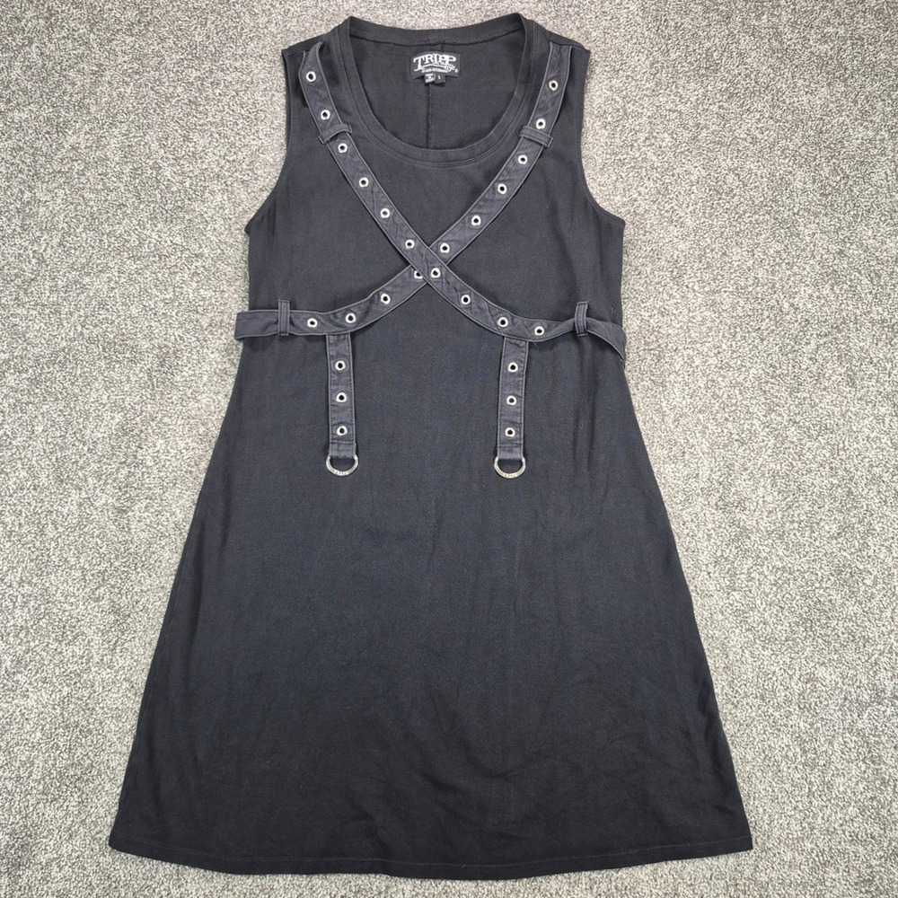 Tripp NYC Dress Womens Large Black Grommet Harness Goth Punk